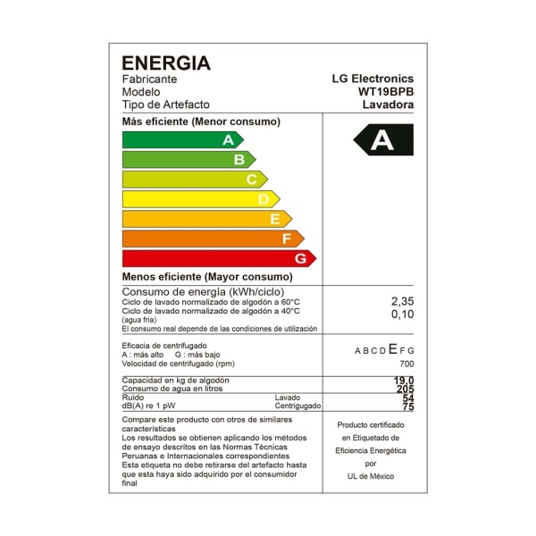 Lavadora LG Carga Superior 19KG WT19BPB Smart Motion Negro Claro - Imagen 6