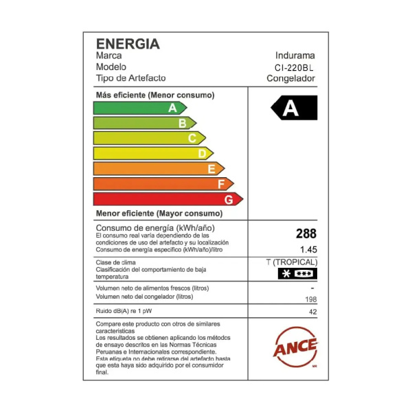 CONGELADORA INDURAMA DEFROST 198LT CI-220BL BLANCO - Imagen 7