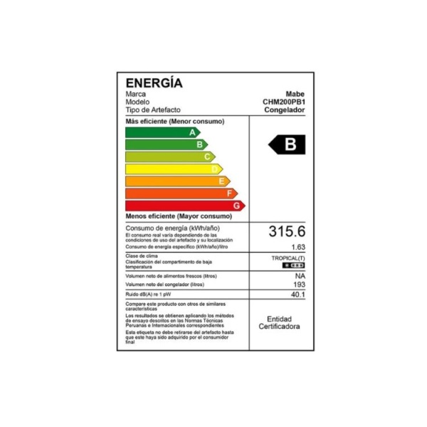 CONGELADORA MABE CHM200PB1 200 Litros BLANCO - Imagen 6