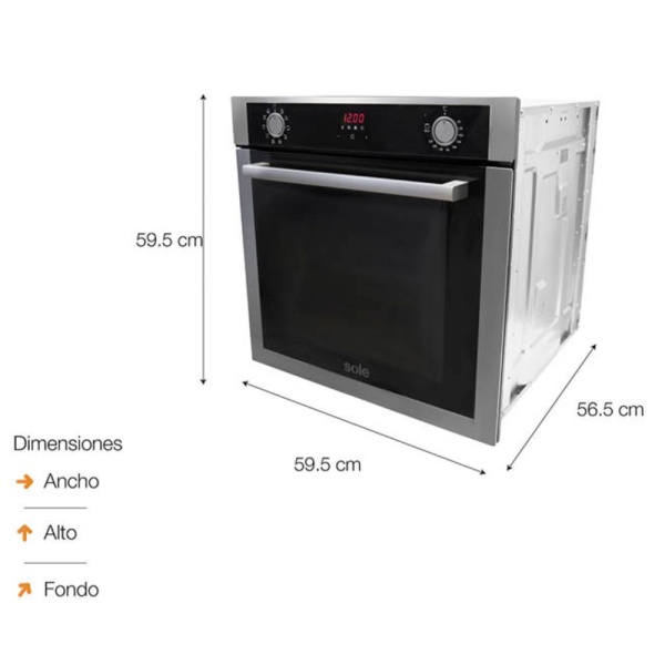 HORNO EMPOTRABLE ELÉCTRICO SOLE 73L SOLHO012 - Imagen 9